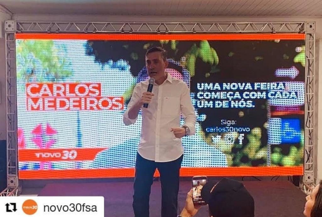 Partido Novo apresenta candidato e usa slogan da Prefeitura de Feira