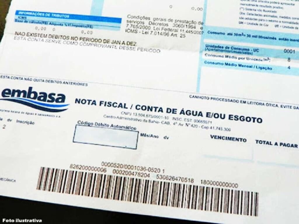 Aumento de tarifa: Embasa pede reajuste de 13% na conta de água