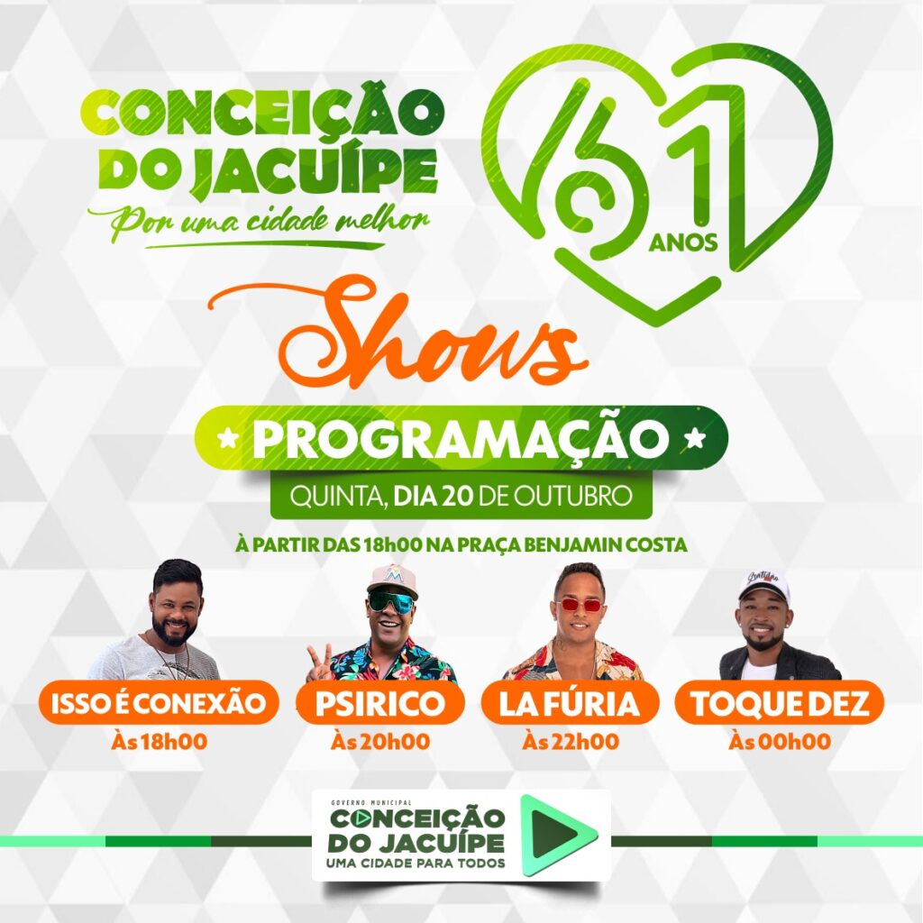 Conceição do Jacuípe celebra 61 anos de emancipação; confira a programação