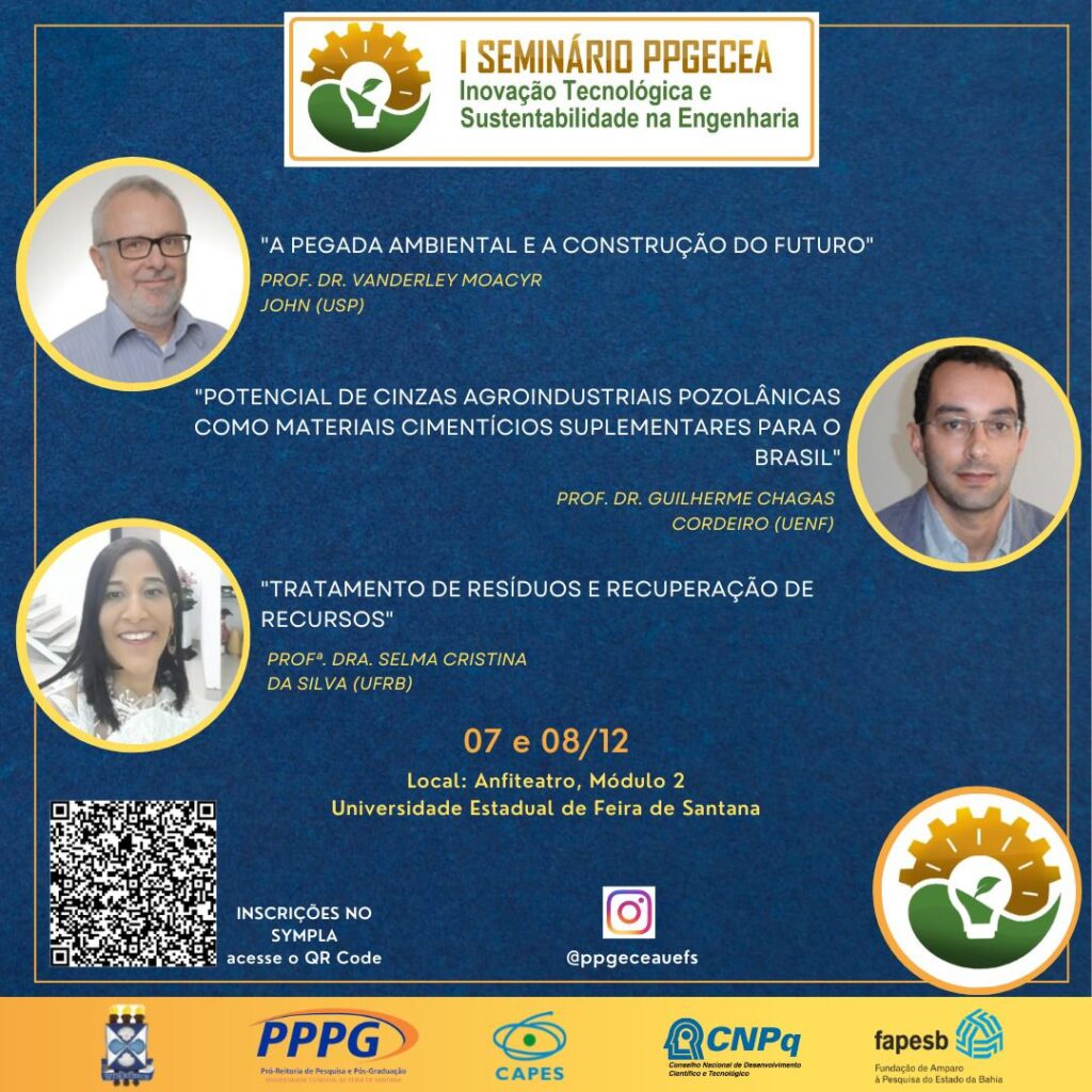 Programa de Pós-Graduação da UEFS promove Seminário de Inovação Tecnológica e Sustentabilidade na Engenharia