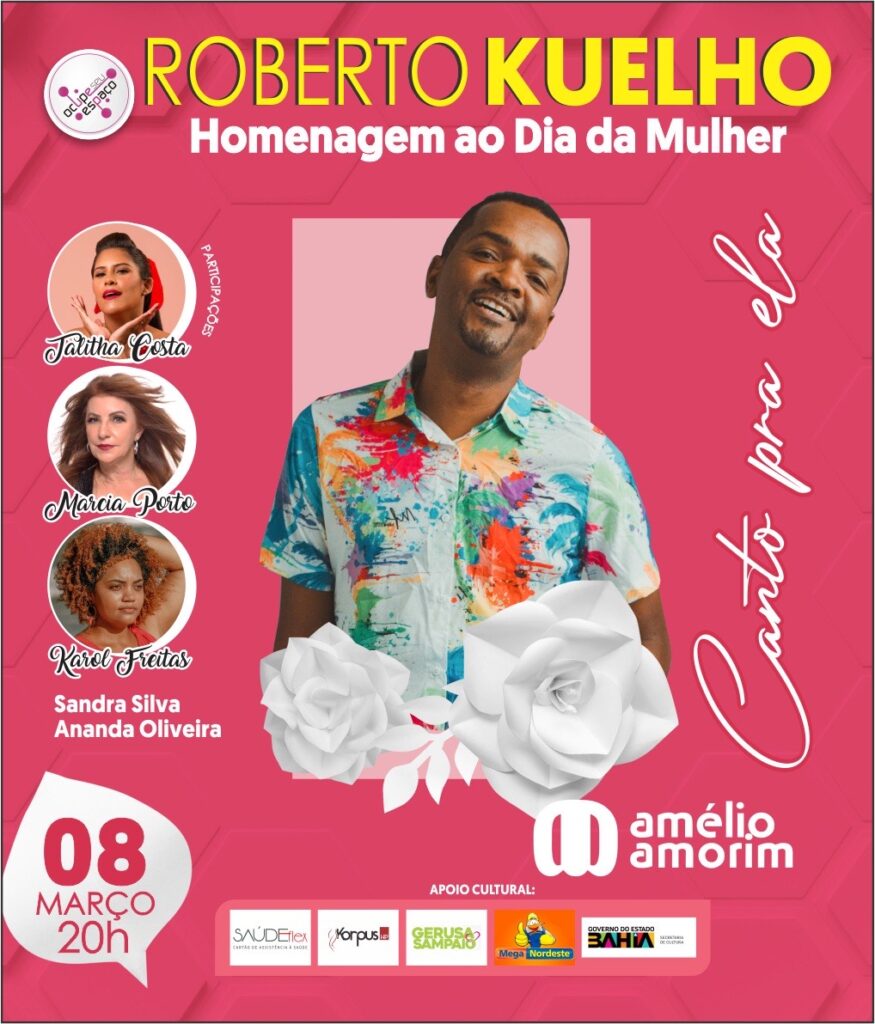Roberto Kuelho faz show em homenagem ao Dia da Mulher no teatro do Amélio Amorim