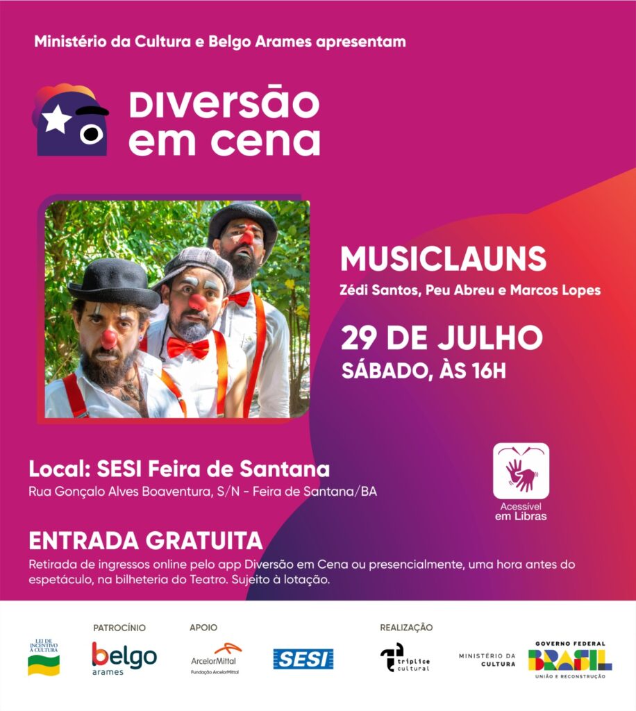 Diversão em Cena apresenta em Feira de Santana o espetáculo “Musiclauns”