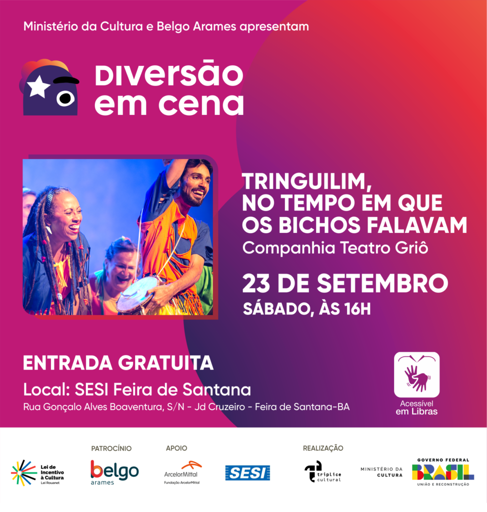 Espetáculo “Tringuilim” em cartaz neste sábado no Sesi de Feira de Santana