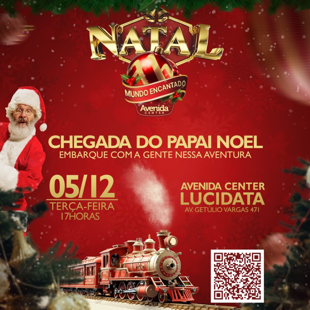 Avenida Center Lucidata celebra o Natal com a chegada do Papai Noel nesta terça-feira (5)