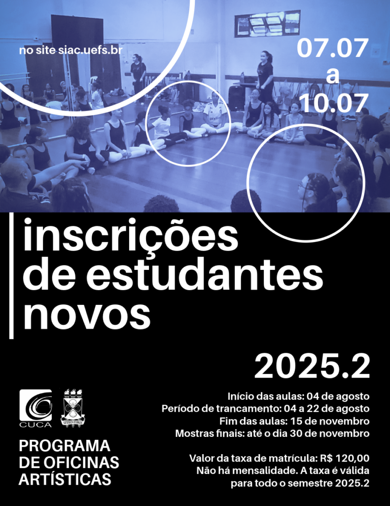 Cuca abre inscrições para mais de 800 vagas em oficinas artísticas