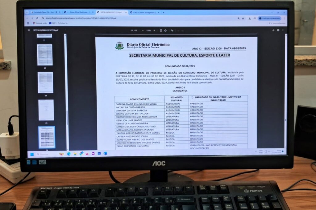 Secretaria de Cultura divulga projetos habilitados à Lei Aldir Blanc em Feira de Santana