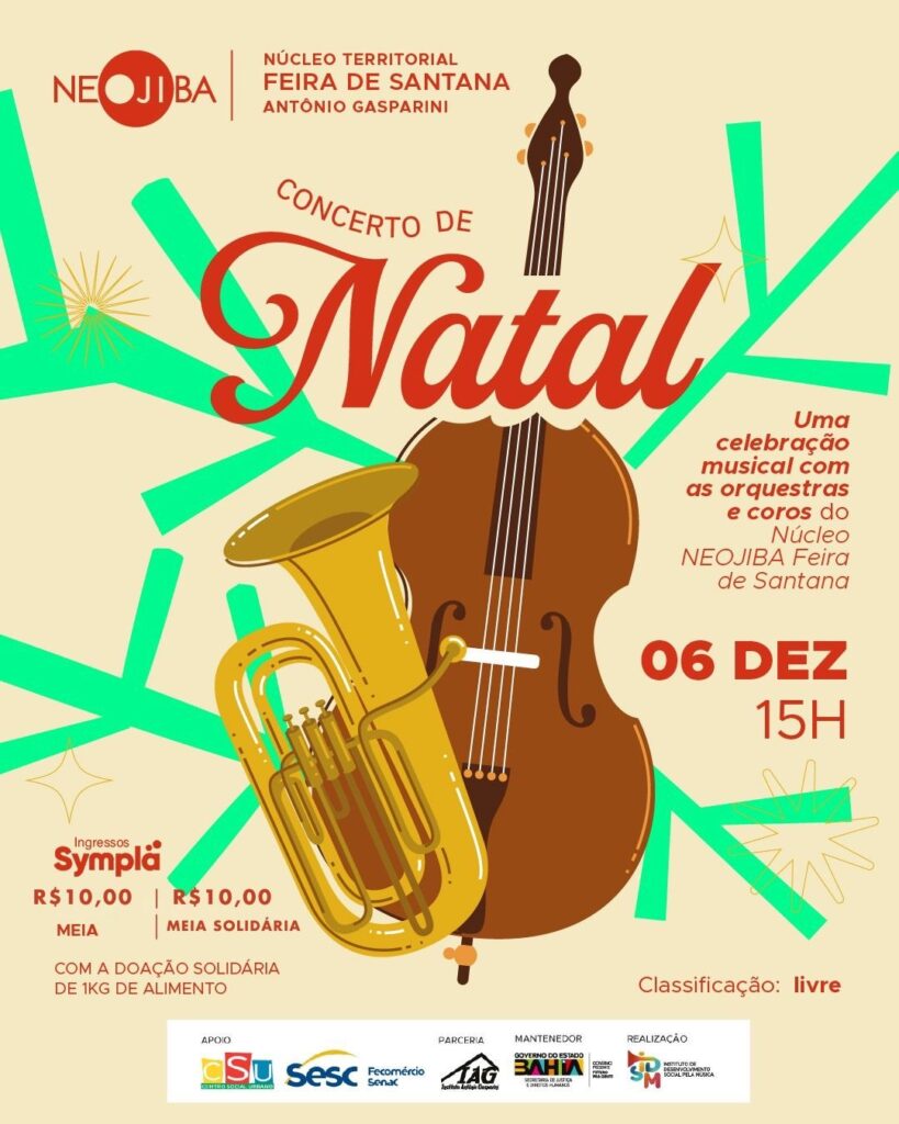 NEOJIBA realiza Concerto de Natal no dia 6 de dezembro, em Feira de Santana