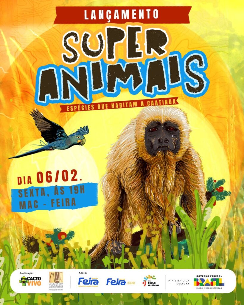 Livro infantil destaca animais da Caatinga em lançamento gratuito em Feira de Santana