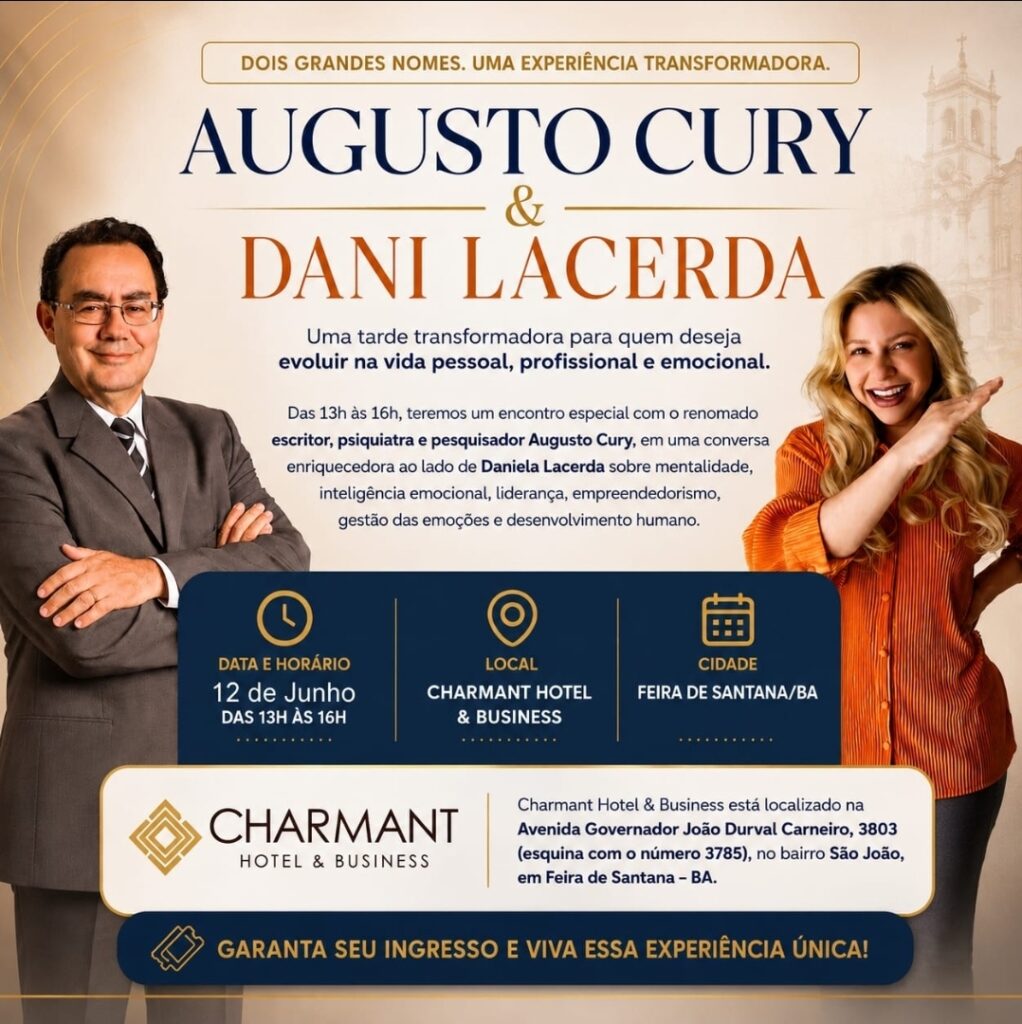 Com ingressos esgotados, Augusto Cury participa de encontro sobre inteligência emocional e liderança em Feira de Santana