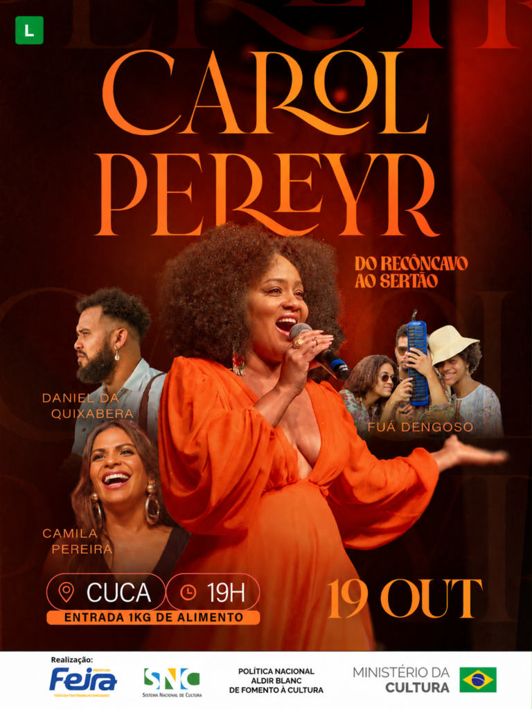 Carol Pereyr apresenta show “Do Recôncavo ao Sertão” nesta segunda-feira no CUCA